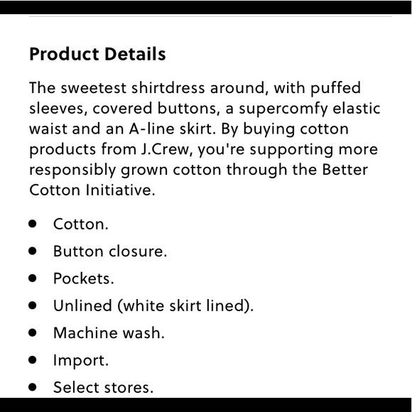 Relisted! J Crew S Cottagecore White Puff Sleeve Cotton Poplin Shirtdress - Picture 8 of 17